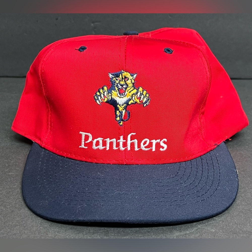 NEW Vintage Florida Panthers Hat 90s CCM NHL Snapback Red Leaping Panther Logo